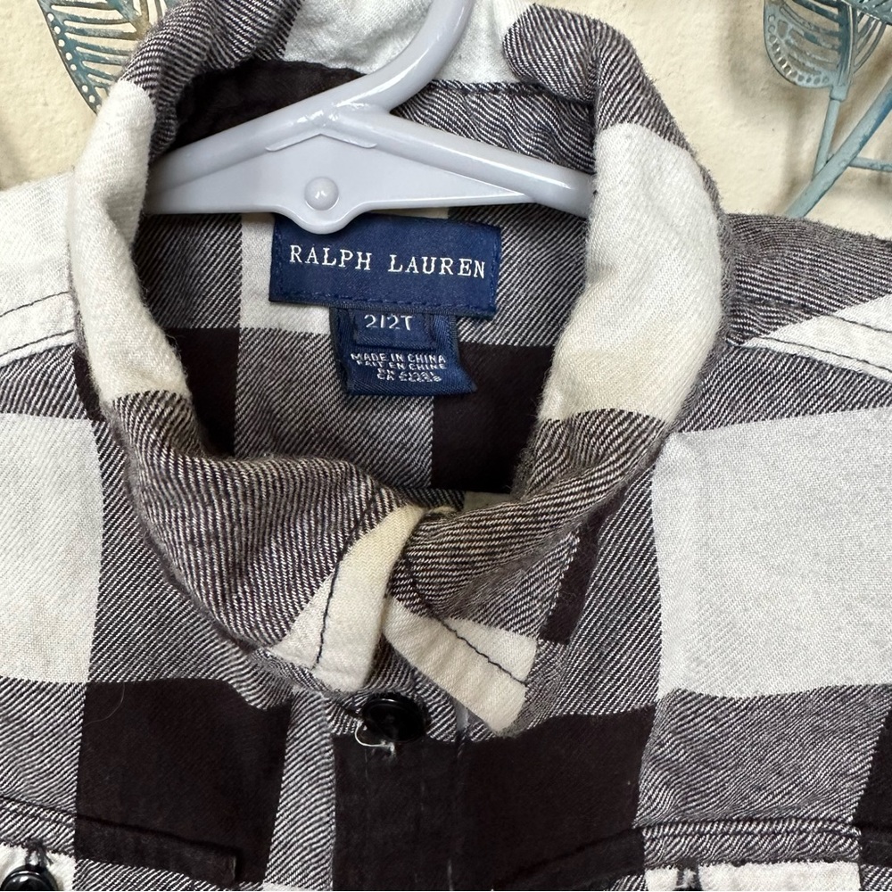 Ralph Lauren black & white buffalo plaid flannel dress 2T - Picture 3 of 9